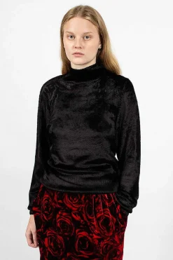 Dries Van Noten Velvet Effect Jumper Black| Knitwear
