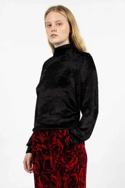 Dries Van Noten Velvet Effect Jumper Black| Knitwear