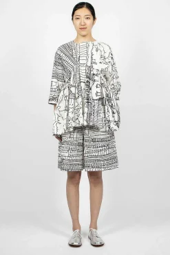 Daniela Gregis Village Print Bermuda Black/White| Trousers