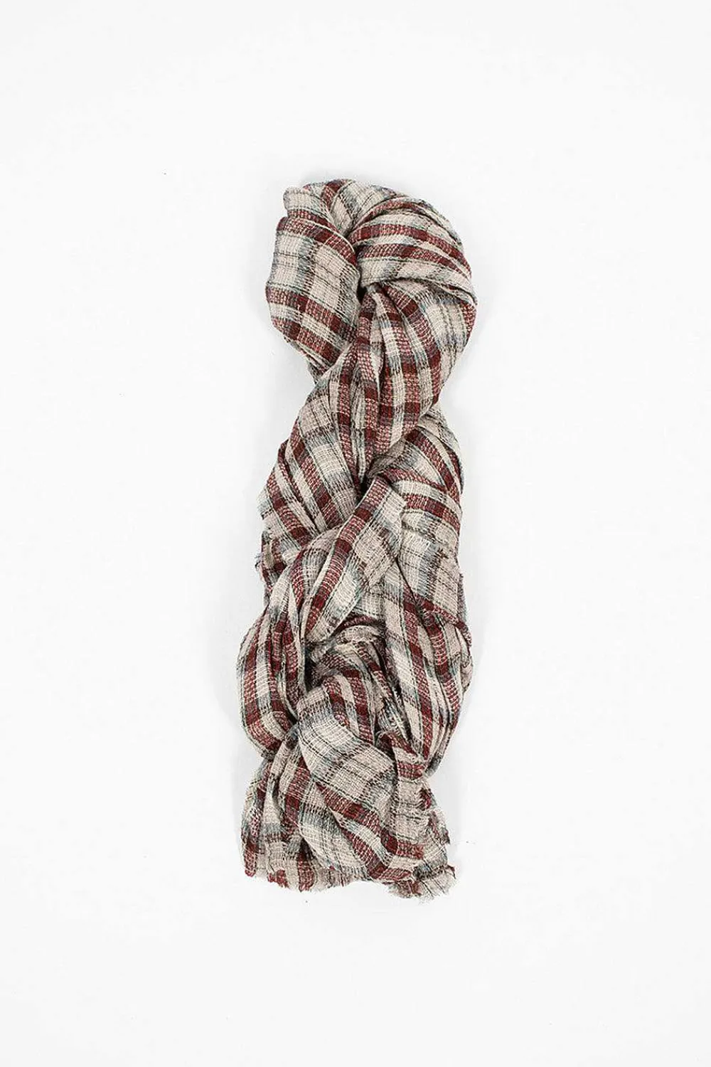 Vlas Blomme Vintage Stole Red Check| Scarves & Gloves