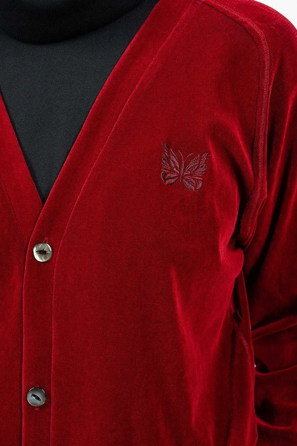 Needles V-Neck Cardigan Red| Outerwear
