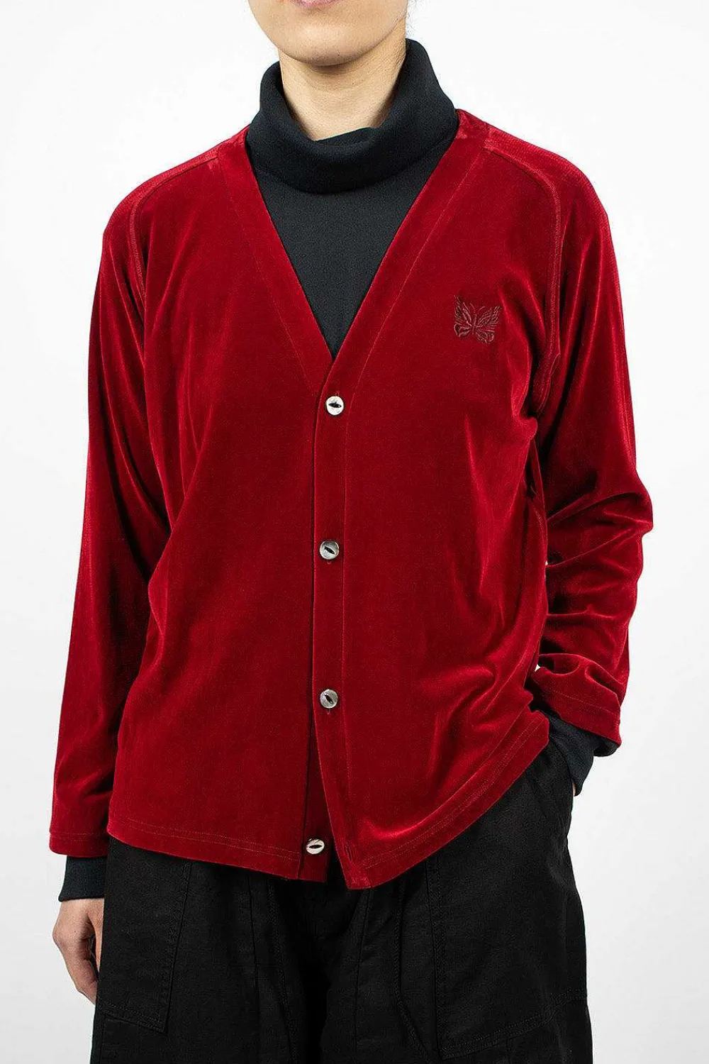 Needles V-Neck Cardigan Red| Outerwear