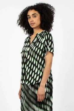 Dries Van Noten V-Neck Shirt Black/Green| Tops
