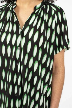 Dries Van Noten V-Neck Shirt Black/Green| Tops