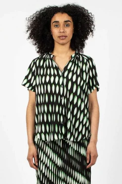 Dries Van Noten V-Neck Shirt Black/Green| Tops