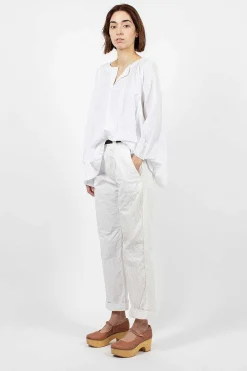 Daniela Gregis Washed Cotton Straight Leg Pant White| Trousers