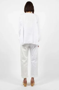 Daniela Gregis Washed Cotton Straight Leg Pant White| Trousers