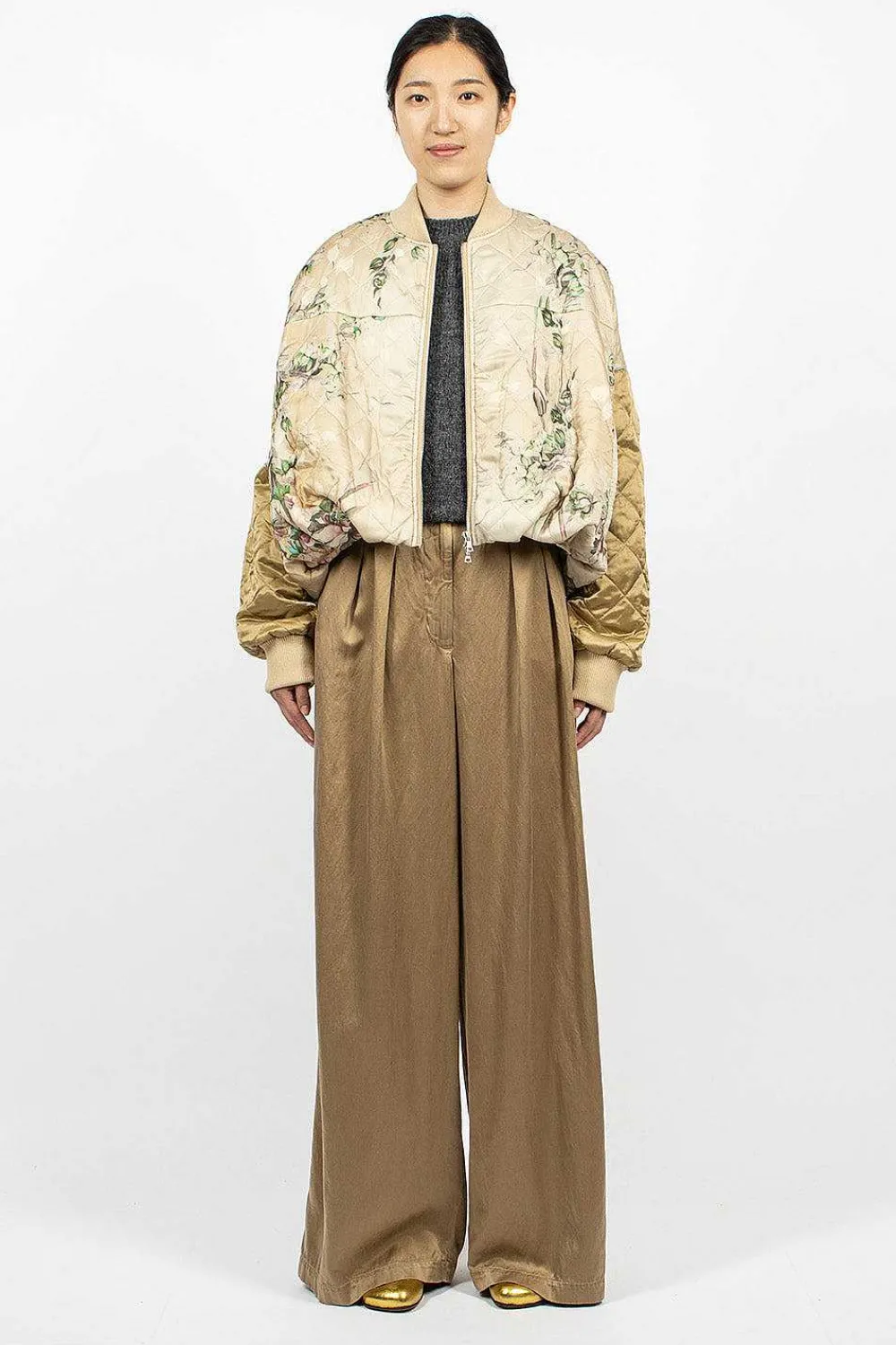 Dries Van Noten Watercolour Printed Bomber Ecru| Outerwear