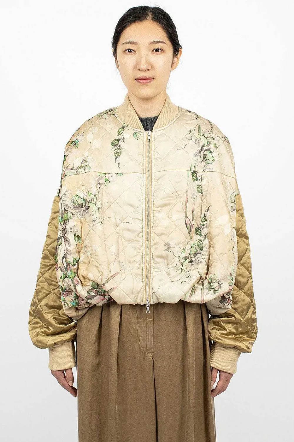 Dries Van Noten Watercolour Printed Bomber Ecru| Outerwear