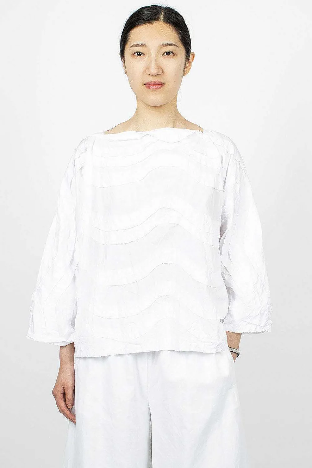 Daniela Gregis Wave Raw Cut Top White| Tops