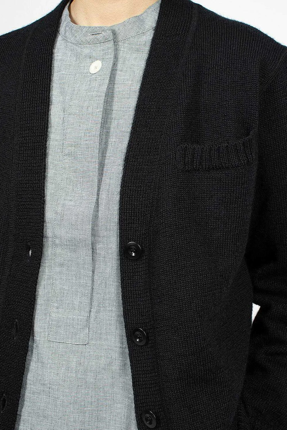 Margaret Howell Welt Pocket Cardigan Black| Outerwear