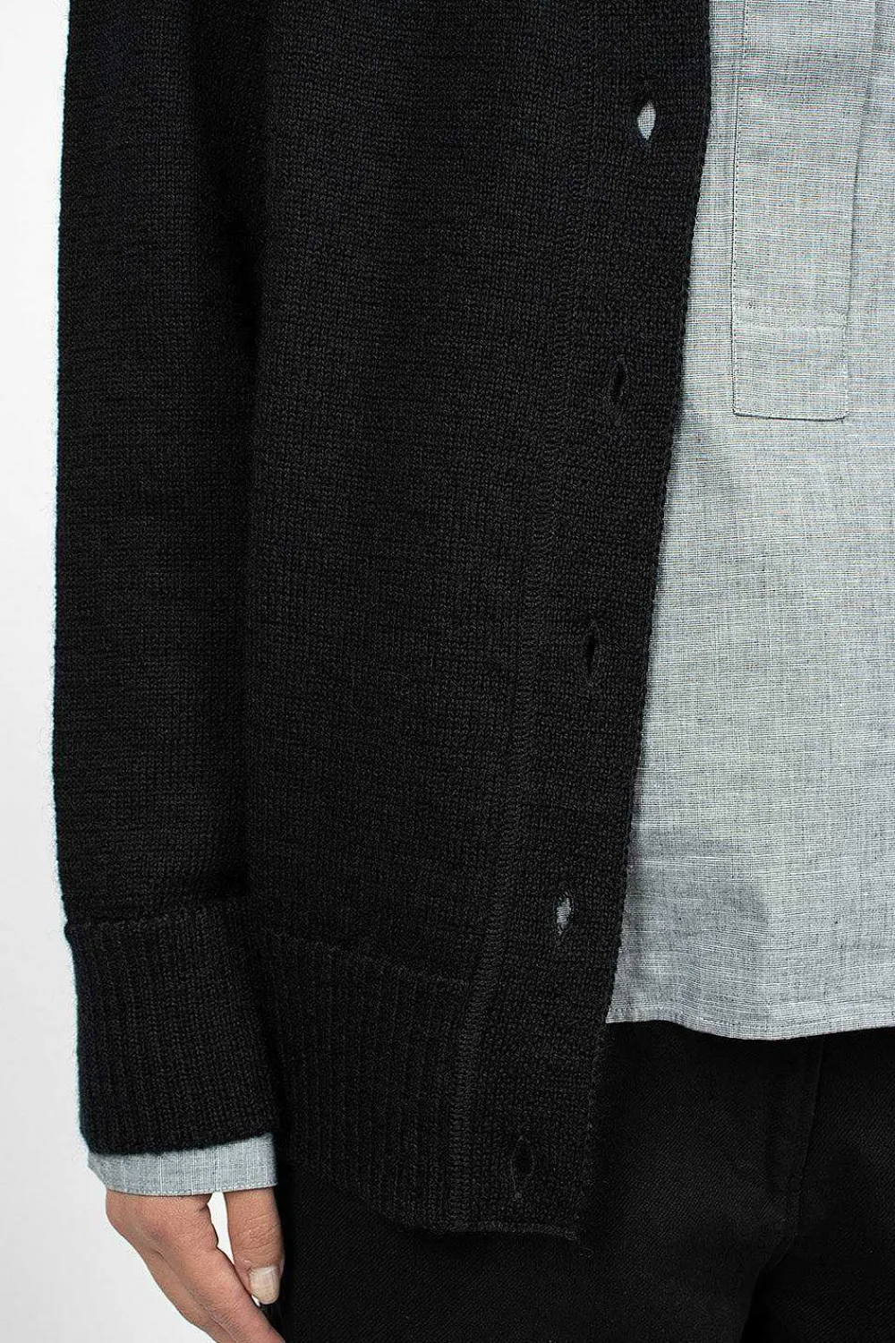 Margaret Howell Welt Pocket Cardigan Black| Outerwear