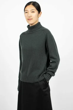 Margaret Howell Wide Rollneck Knit Spruce| Knitwear