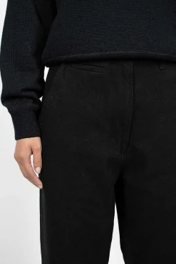 Margaret Howell Worn Linen Cotton Drill Trouser Black| Trousers