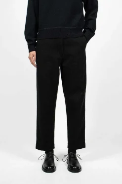 Margaret Howell Worn Linen Cotton Drill Trouser Black| Trousers