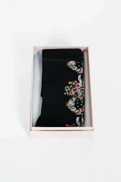 Simone Rocha Wreath Printed Socks Black| Tights & Socks