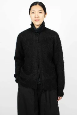 Needles Zipped Mohair Cardigan Black| Knitwear