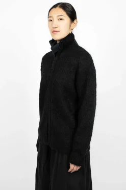 Needles Zipped Mohair Cardigan Black| Knitwear